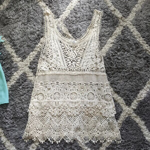 Simply Noelle Lace Embellished Layered Tunic Tank Top Size Women's S/M 8-10